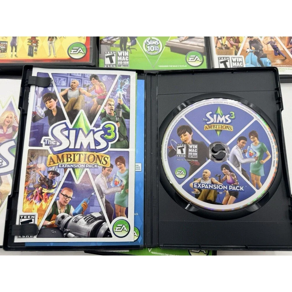 Lot Of 10 Sims 2 & 3 PC CD Win MAC Games : Seasons Late Night Loft Teen Stuff +